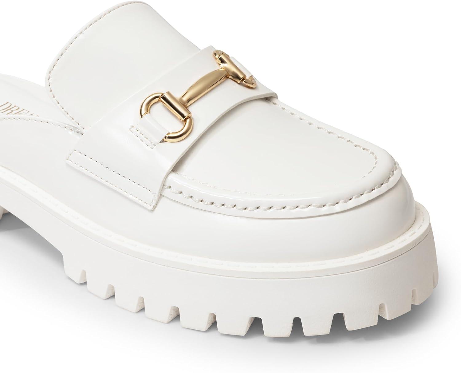 imageDREAM PAIRS Mules for Women Comfortable Loafer Mules Slip On Chunky Business Casual ShoesWhite