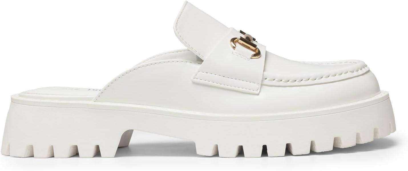 imageDREAM PAIRS Mules for Women Comfortable Loafer Mules Slip On Chunky Business Casual ShoesWhite