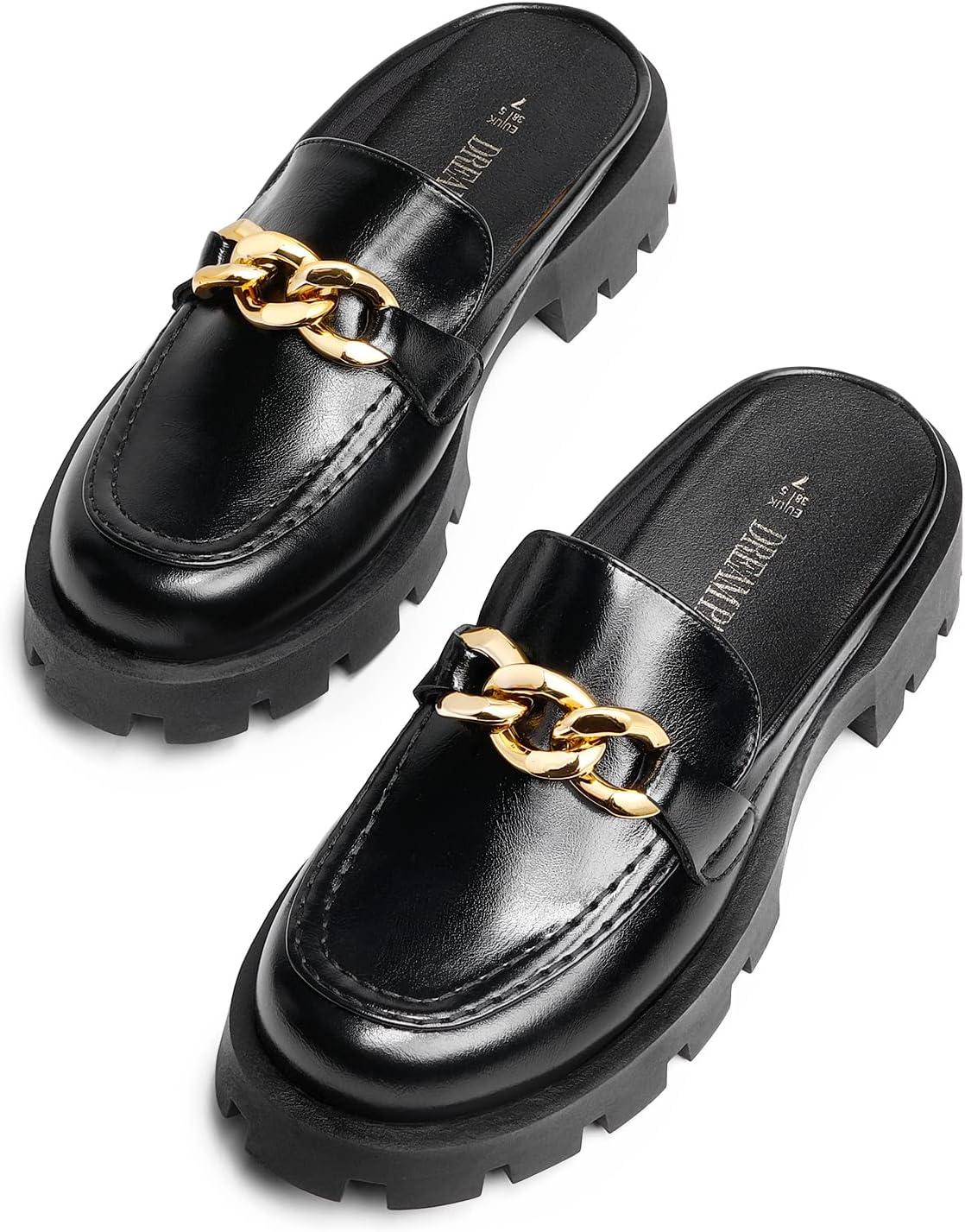 imageDREAM PAIRS Mules for Women Slip On Shoes Platform Thick Comfortable Womens Chunky Flat Slides Slippers LoafersBlack