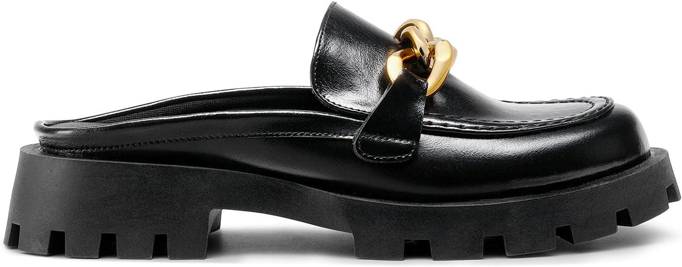 imageDREAM PAIRS Mules for Women Slip On Shoes Platform Thick Comfortable Womens Chunky Flat Slides Slippers LoafersBlack