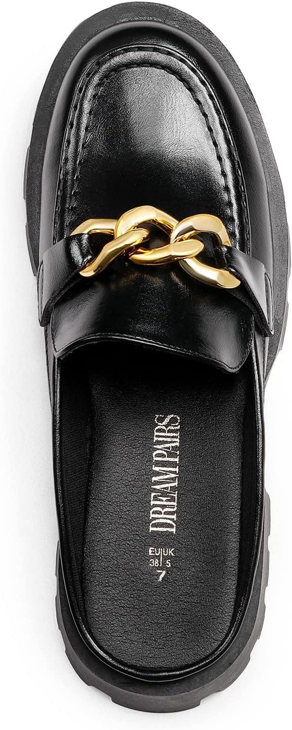 imageDREAM PAIRS Mules for Women Slip On Shoes Platform Thick Comfortable Womens Chunky Flat Slides Slippers LoafersBlack