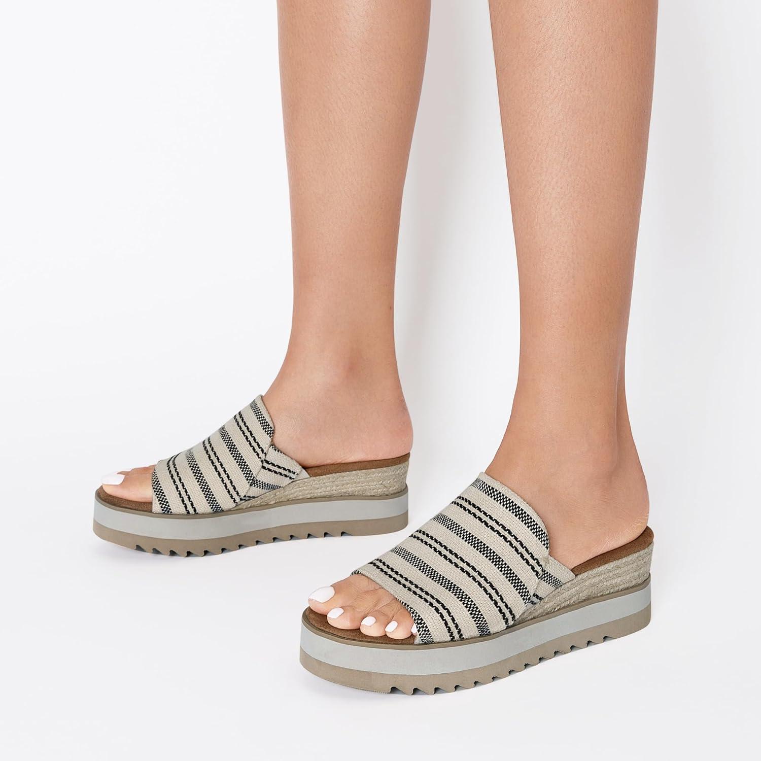 imageDREAM PAIRS Platform Sandals Women Slipon Espadrille Bohemia Wedge Sandals Comfort Dressy Summer Open Toe Canvas Slides for Womens Outdoor Walking Beach VacationNaturalfabric