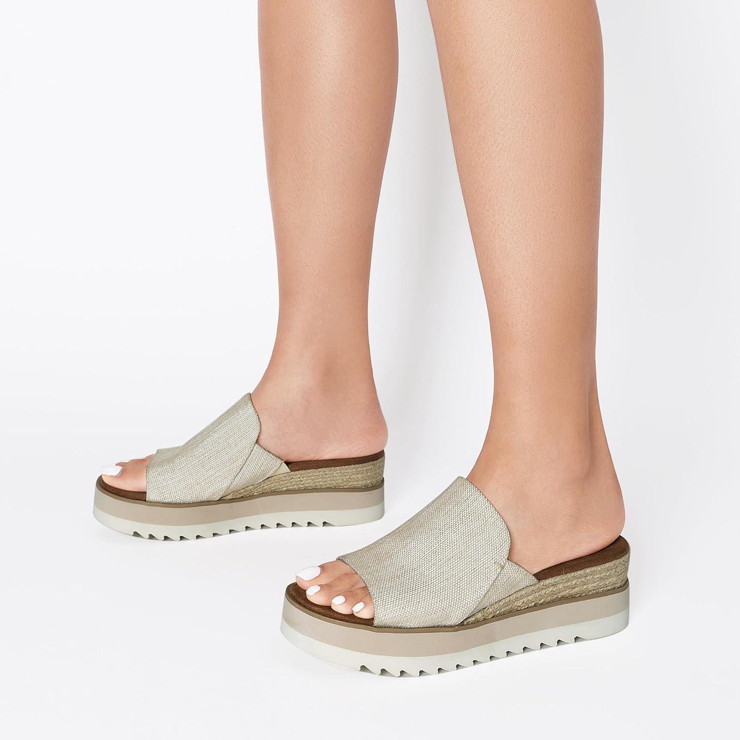 imageDREAM PAIRS Platform Sandals Women Slipon Espadrille Bohemia Wedge Sandals Comfort Dressy Summer Open Toe Canvas Slides for Womens Outdoor Walking Beach VacationNaturalcanvas