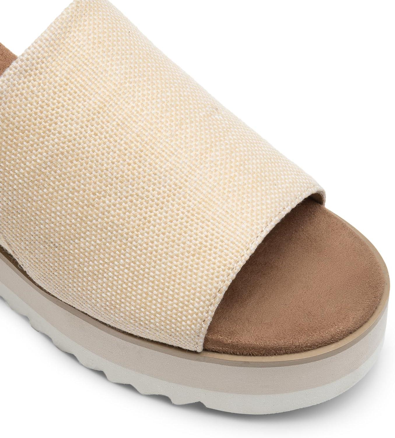 imageDREAM PAIRS Platform Sandals Women Slipon Espadrille Bohemia Wedge Sandals Comfort Dressy Summer Open Toe Canvas Slides for Womens Outdoor Walking Beach VacationNude