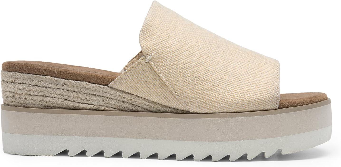 imageDREAM PAIRS Platform Sandals Women Slipon Espadrille Bohemia Wedge Sandals Comfort Dressy Summer Open Toe Canvas Slides for Womens Outdoor Walking Beach VacationNude