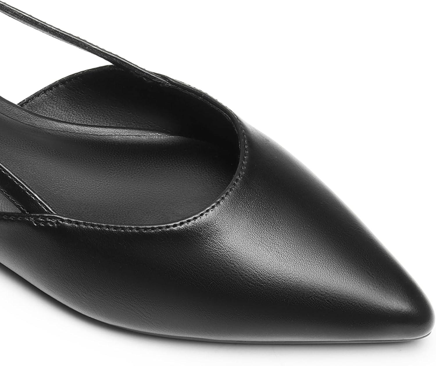 imageDREAM PAIRS Slingback Flats for Women PointedToe Elegant Womens Ballet Flats with Buckle Strap Classic Low Heel Dress Shoes for Casual Work Office PartyAll Blackpu