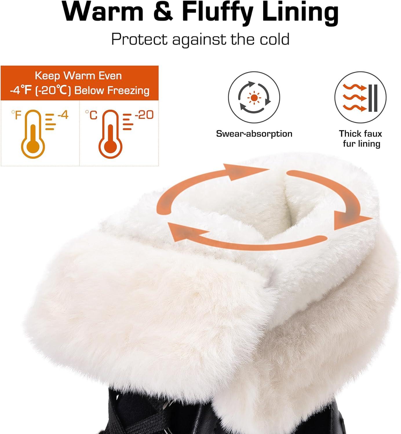 imageDREAM PAIRS Snow Winter Boots for Women Resistant Warm MidCalf Boots Faux Fur Lined Lace Up Antislip Outdoor Hiking BootiesBlack