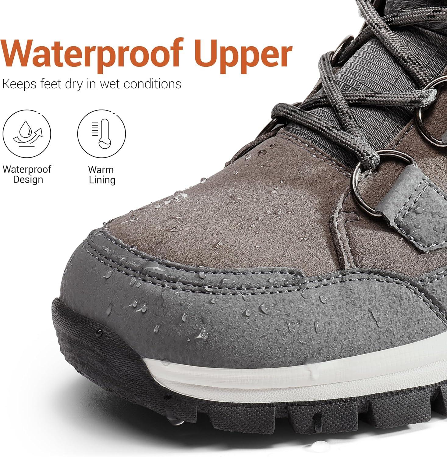 imageDREAM PAIRS Waterproof Snow Boots for Women Faux Fur Cozy Warm Insulated Winter Boots Lace Up MidCalf Outdoor Shoes for Walking Hiking HesperaDark Grey