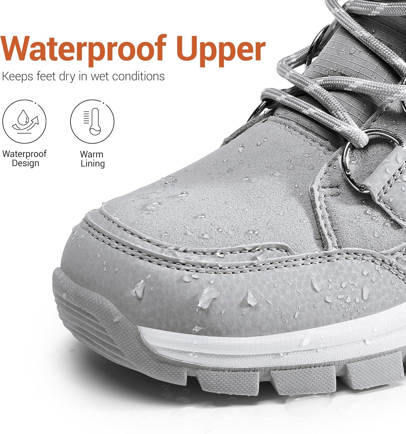 imageDREAM PAIRS Waterproof Snow Boots for Women Faux Fur Cozy Warm Insulated Winter Boots Lace Up MidCalf Outdoor Shoes for Walking Hiking HesperaLight Grey