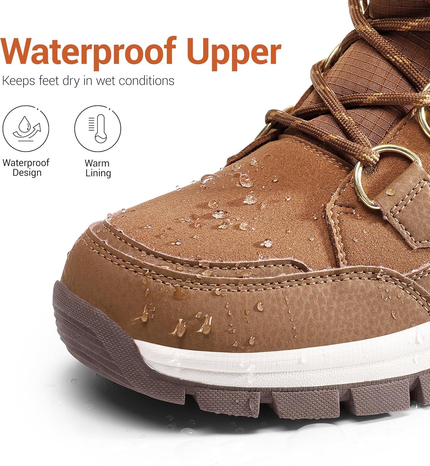 imageDREAM PAIRS Waterproof Snow Boots for Women Faux Fur Cozy Warm Insulated Winter Boots Lace Up MidCalf Outdoor Shoes for Walking Hiking HesperaTan