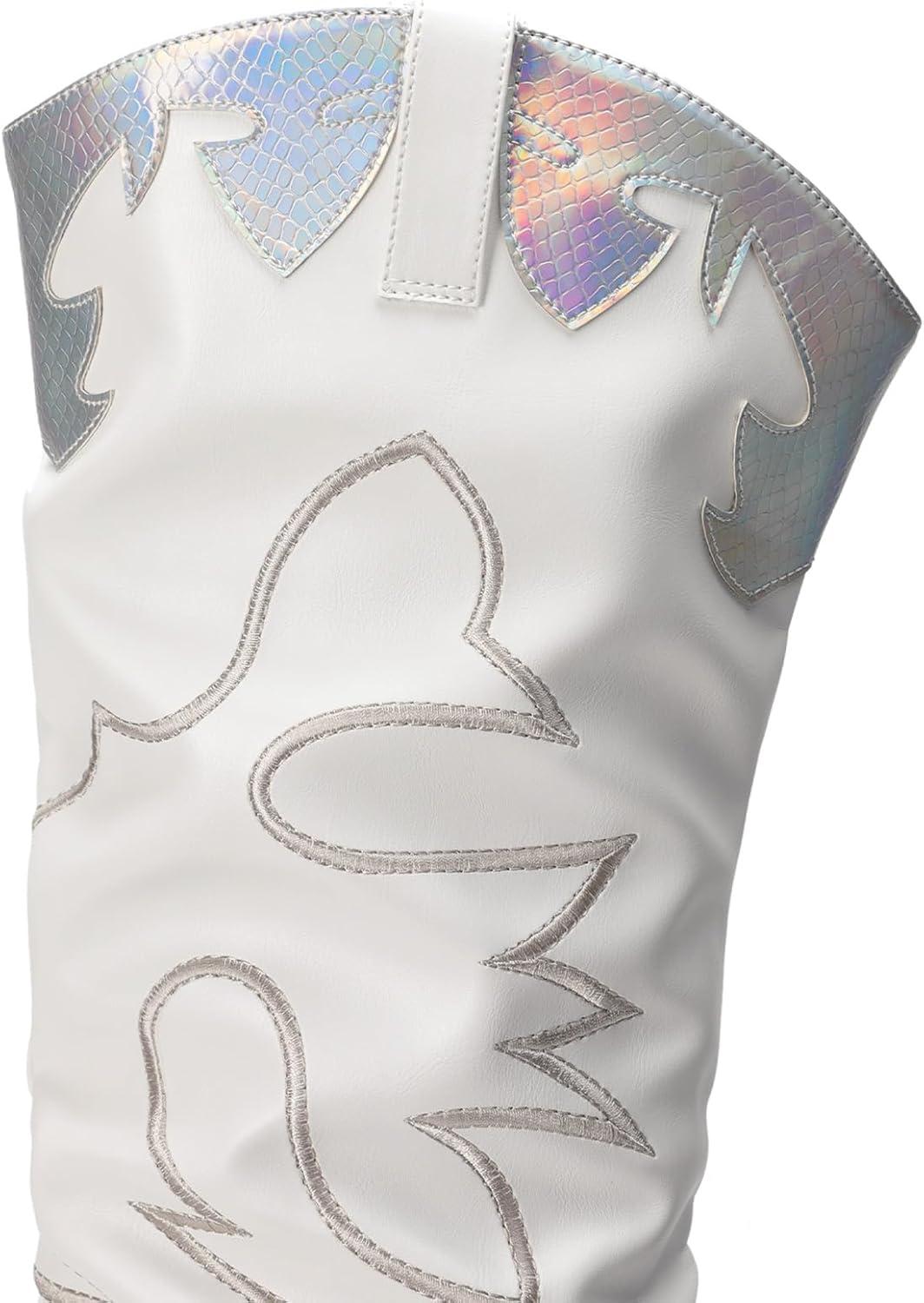 imageDREAM PAIRS Western Cowboy Boots Over The Knee Western Cowgirl Boots Women Thigh High BootsWhite