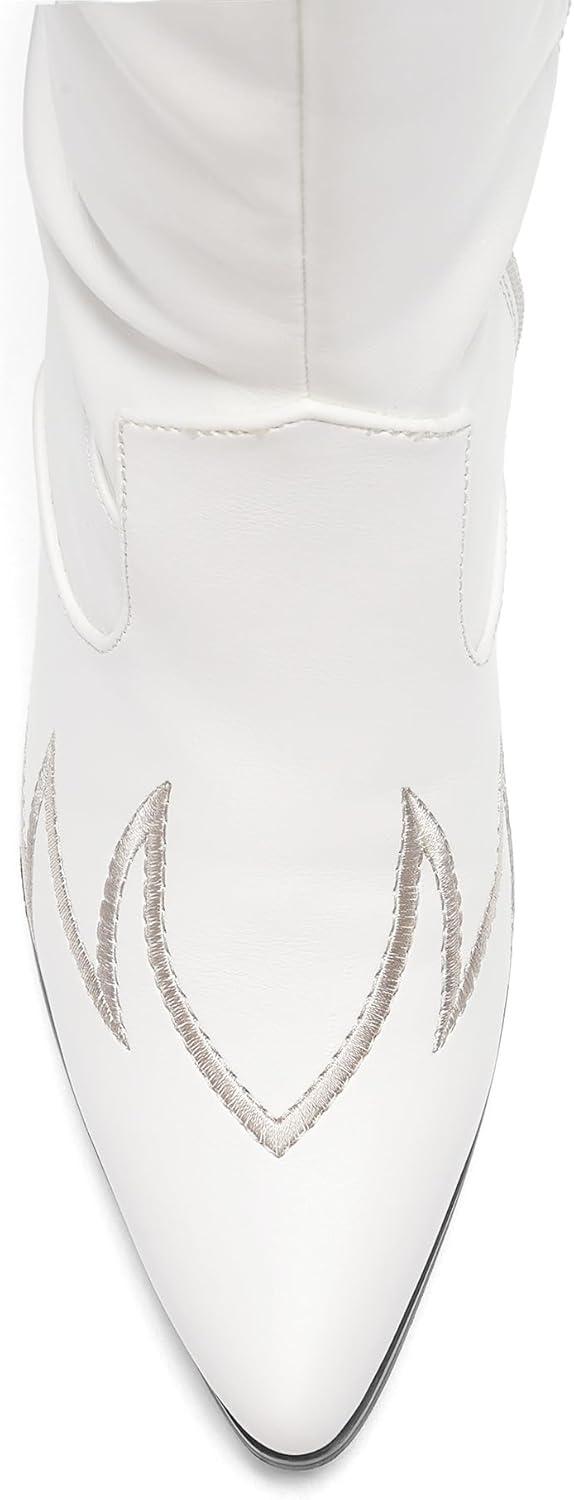 imageDREAM PAIRS Western Cowboy Boots Over The Knee Western Cowgirl Boots Women Thigh High BootsWhite