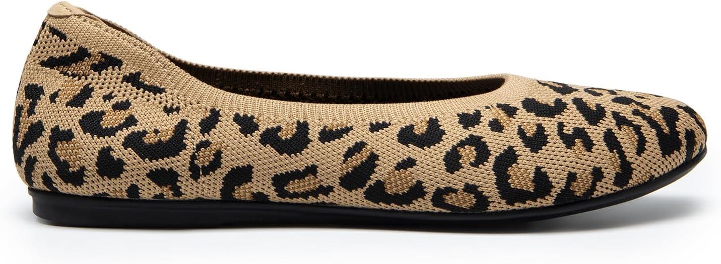 imageDREAM PAIRS Wide Ballet Flats Shoes for Women Width Foldable Knit Womens Flats with Arch Support Comfortable Shoes for Women Dressy Casual Work OfficeLeopard