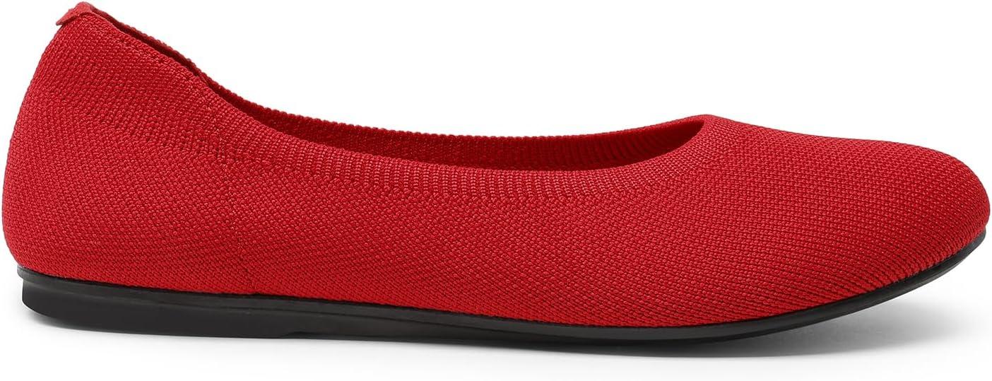 imageDREAM PAIRS Wide Ballet Flats Shoes for Women Width Foldable Knit Womens Flats with Arch Support Comfortable Shoes for Women Dressy Casual Work OfficeRed