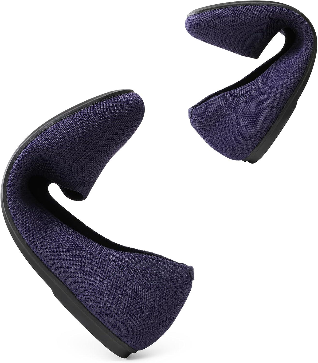 imageDREAM PAIRS Wide Ballet Flats Shoes for Women Width Foldable Knit Womens Flats with Arch Support Comfortable Shoes for Women Dressy Casual Work OfficeNavy