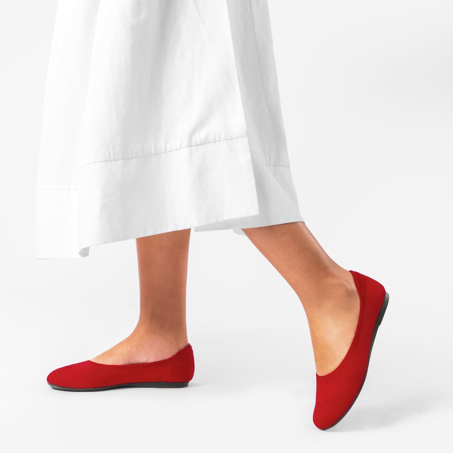 imageDREAM PAIRS Wide Ballet Flats Shoes for Women Width Foldable Knit Womens Flats with Arch Support Comfortable Shoes for Women Dressy Casual Work OfficeRed