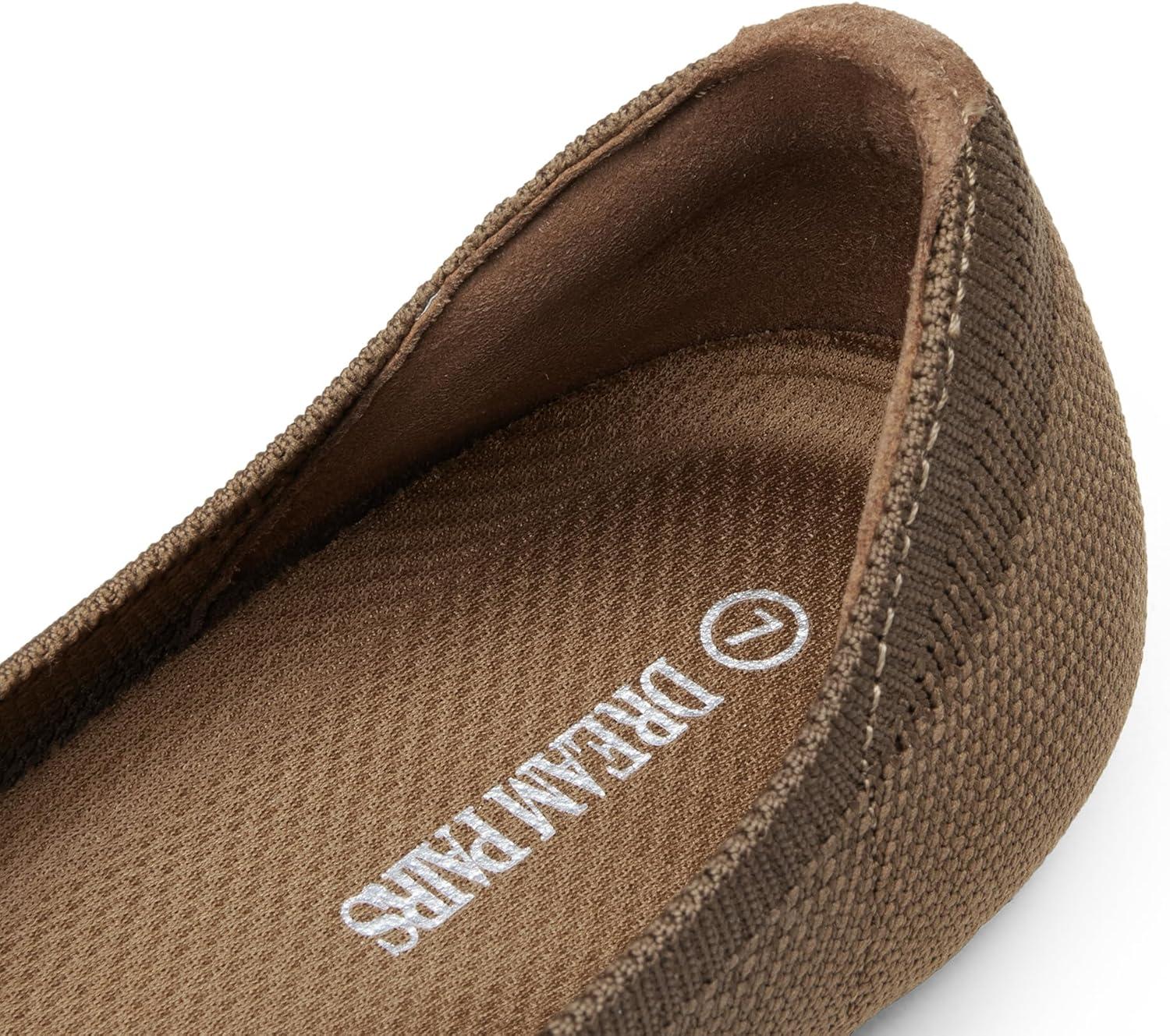 imageDREAM PAIRS Wide Ballet Flats Shoes for Women Width Foldable Knit Womens Flats with Arch Support Comfortable Shoes for Women Dressy Casual Work OfficeBrown