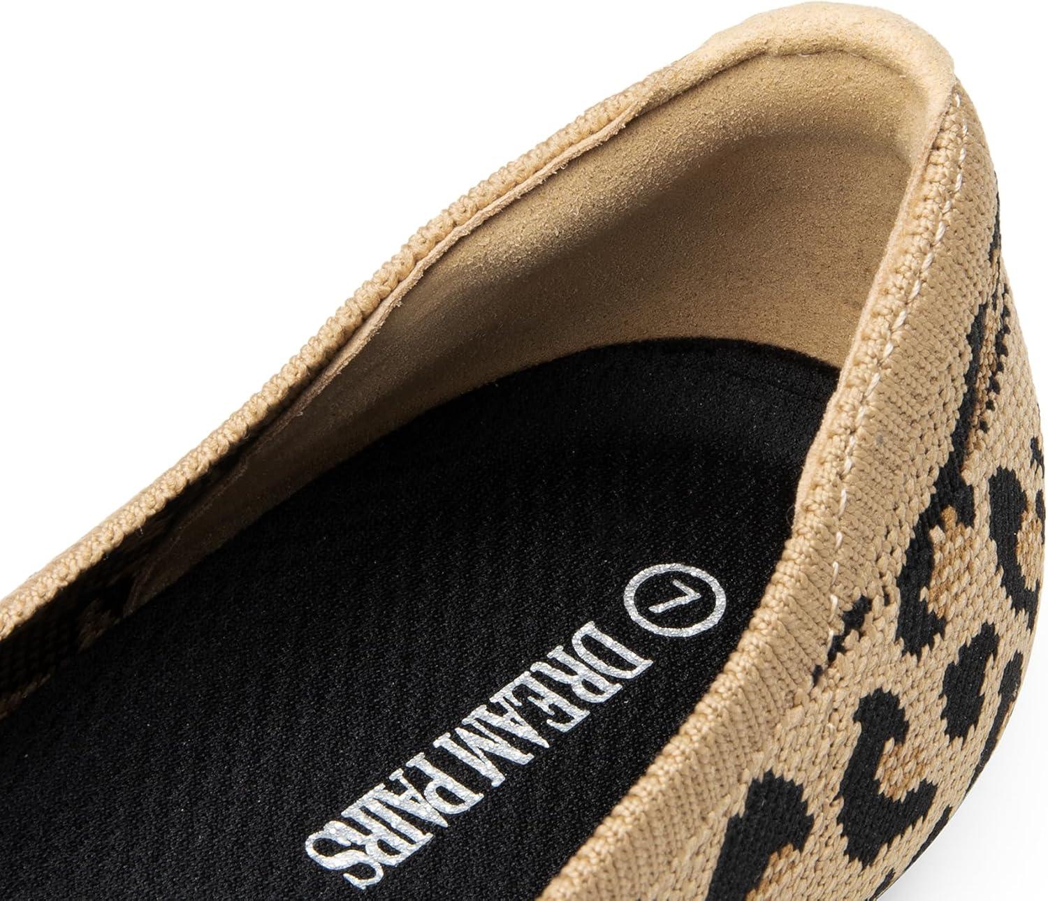 imageDREAM PAIRS Wide Ballet Flats Shoes for Women Width Foldable Knit Womens Flats with Arch Support Comfortable Shoes for Women Dressy Casual Work OfficeLeopard
