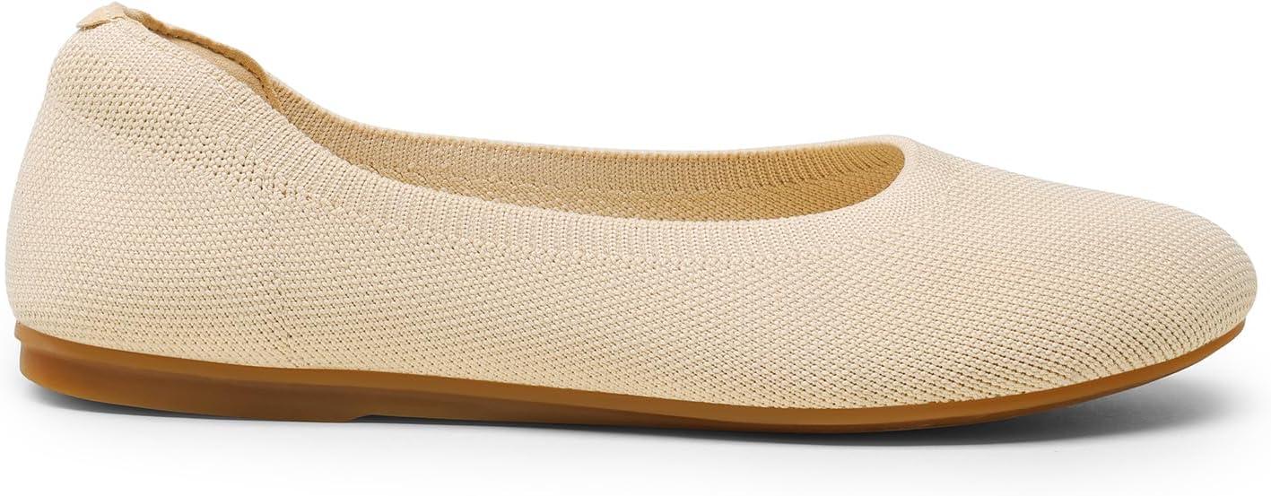 imageDREAM PAIRS Wide Ballet Flats Shoes for Women Width Foldable Knit Womens Flats with Arch Support Comfortable Shoes for Women Dressy Casual Work OfficeNude