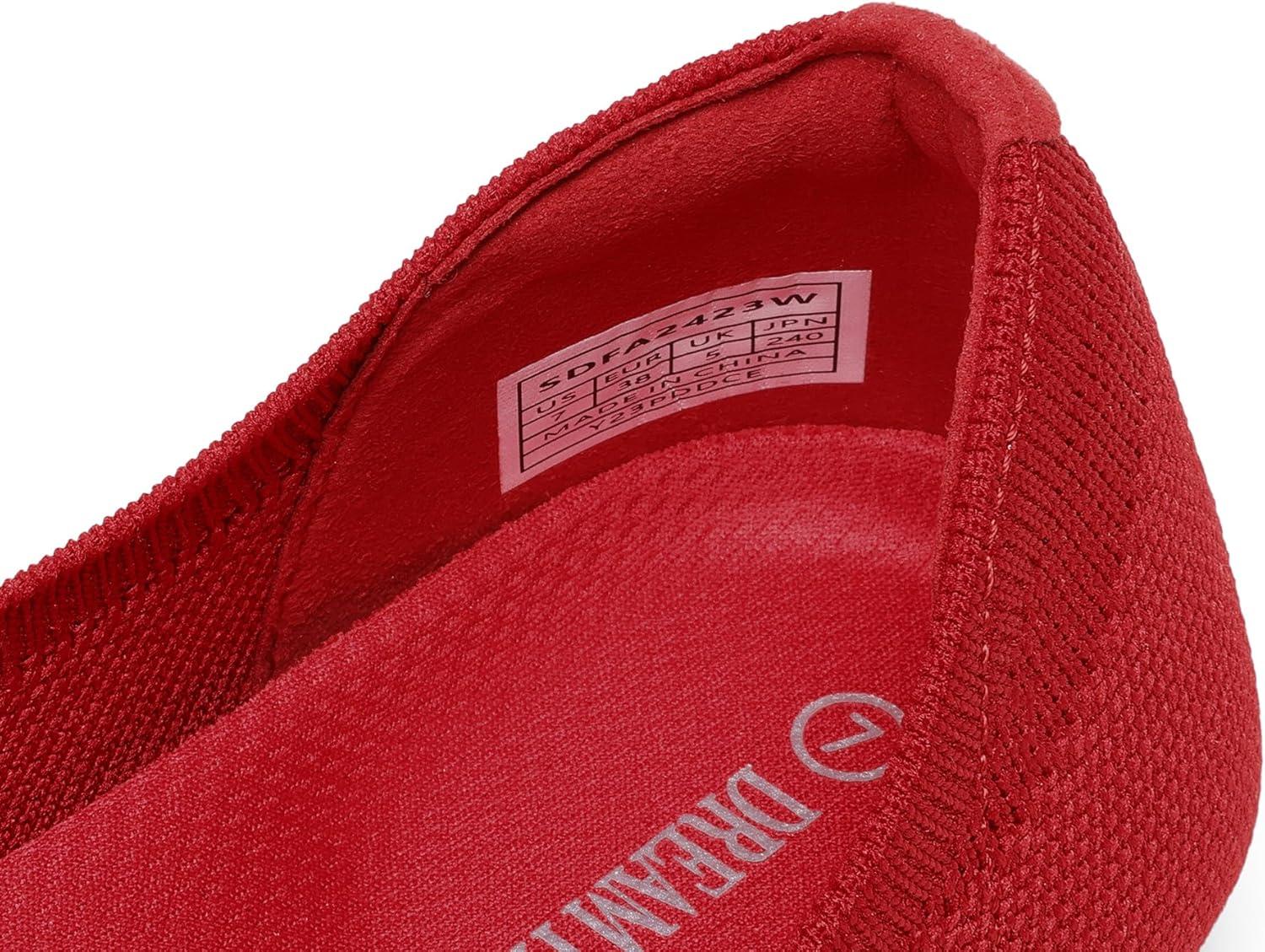 imageDREAM PAIRS Wide Ballet Flats Shoes for Women Width Foldable Knit Womens Flats with Arch Support Comfortable Shoes for Women Dressy Casual Work OfficeRed