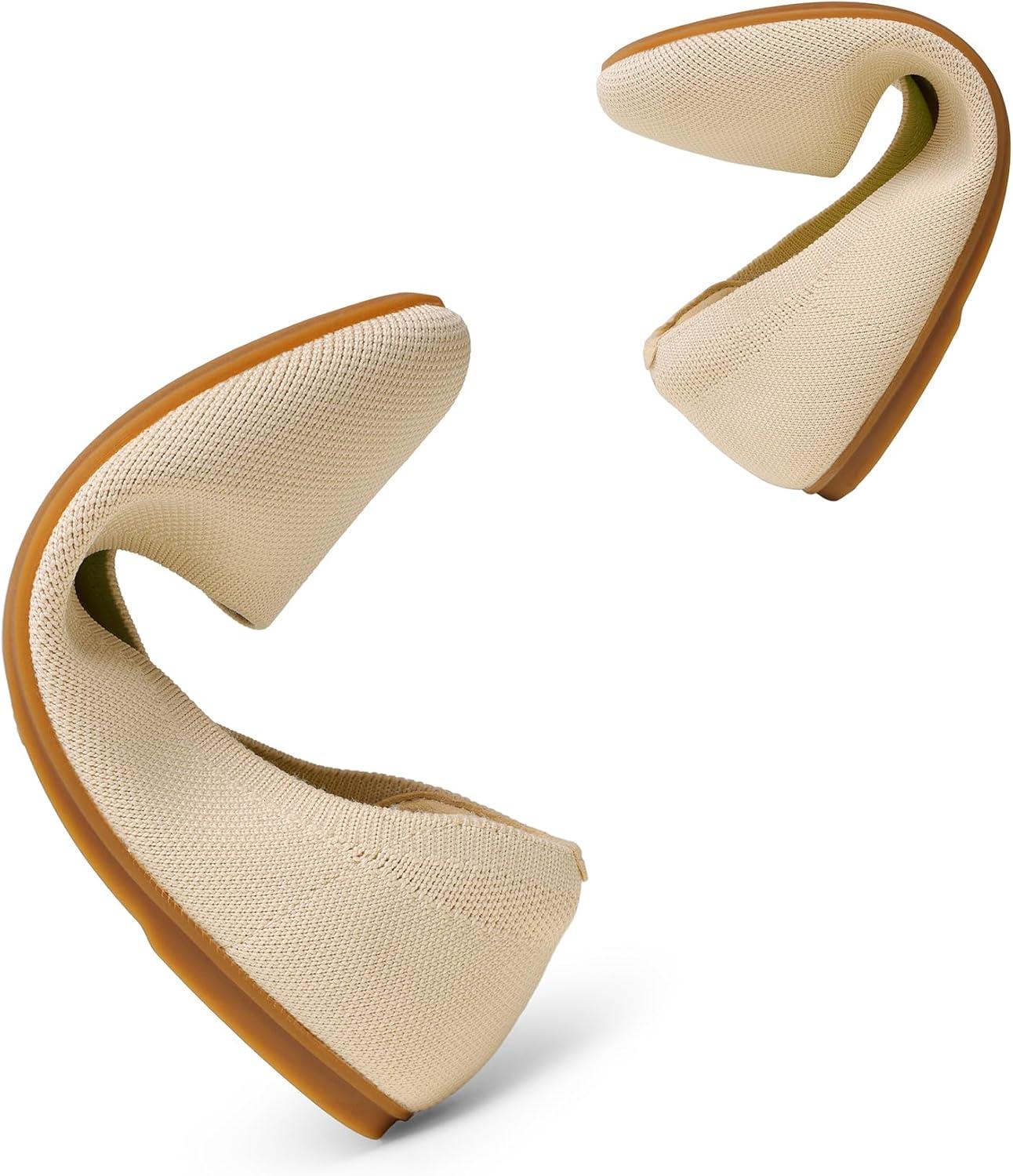 imageDREAM PAIRS Wide Ballet Flats Shoes for Women Width Foldable Knit Womens Flats with Arch Support Comfortable Shoes for Women Dressy Casual Work OfficeNude