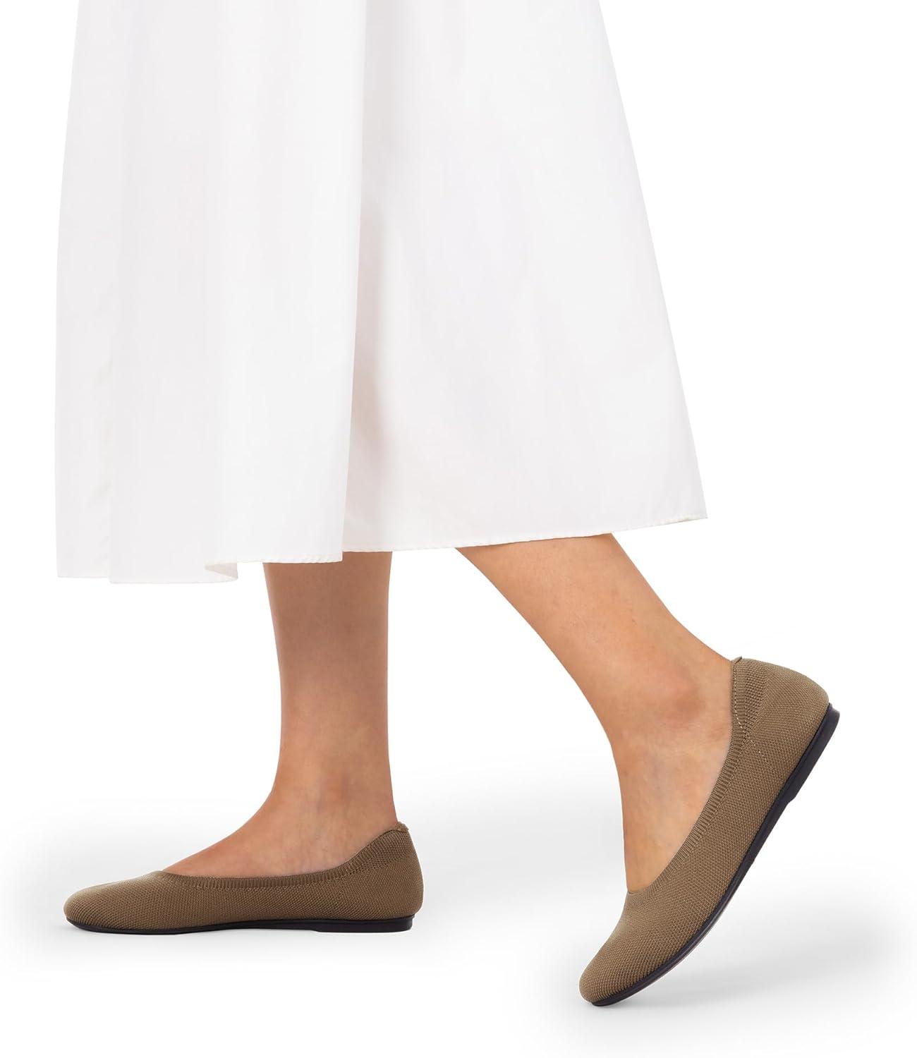 imageDREAM PAIRS Wide Ballet Flats Shoes for Women Width Foldable Knit Womens Flats with Arch Support Comfortable Shoes for Women Dressy Casual Work OfficeBrown