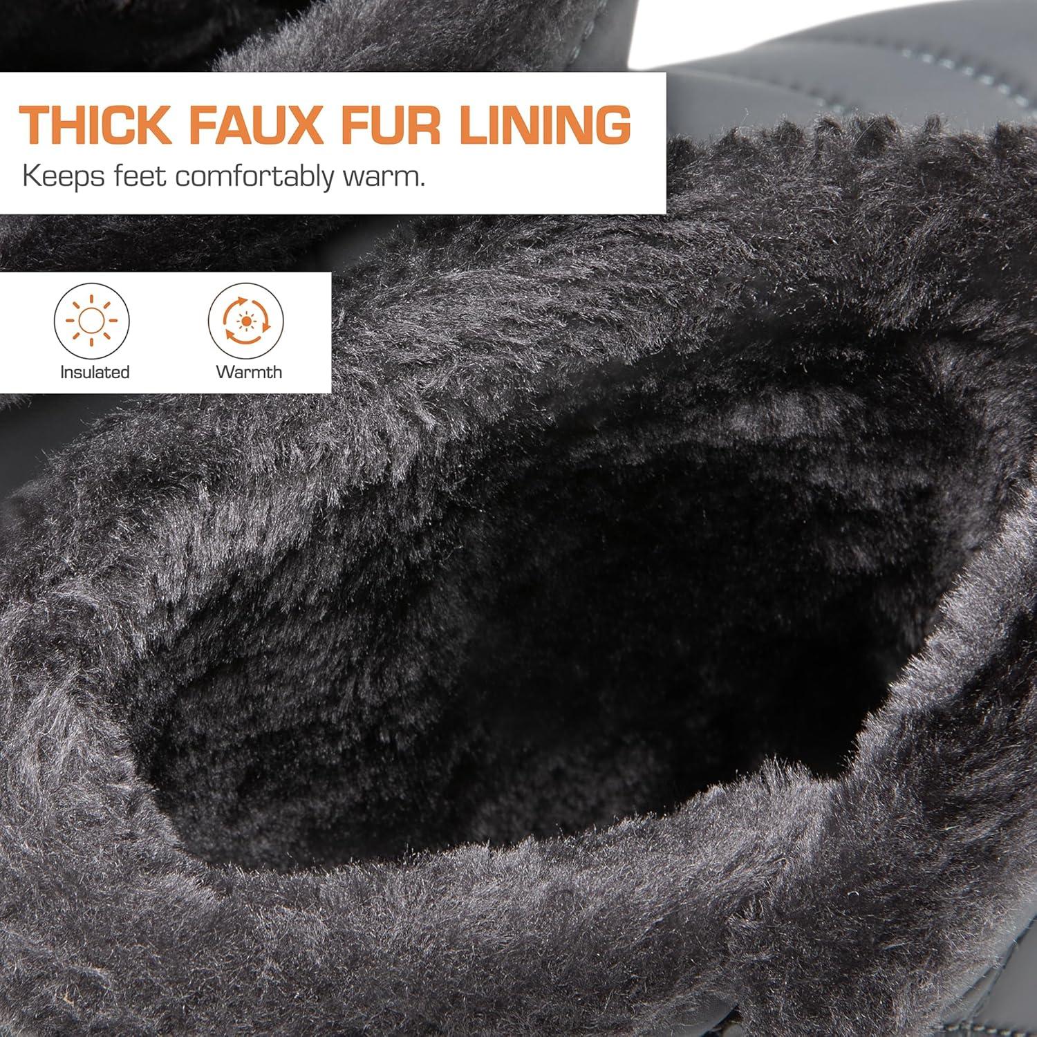 imageDREAM PAIRS Winter Boots for Women Warm Fur Lined with Zipper Flat Ankle Boots Comfortable Lightweight Outdoor Indoor BootiesGrey