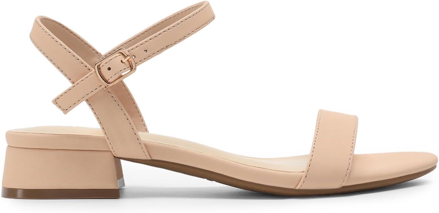 imageDREAM PAIRS Women Black White Nude Clear Sandals Low Heel Dressy Sandals Ankle Strap Open Toe Chunky Block Heeled Summer Classic Comfortable Flat ShoesNude Classic