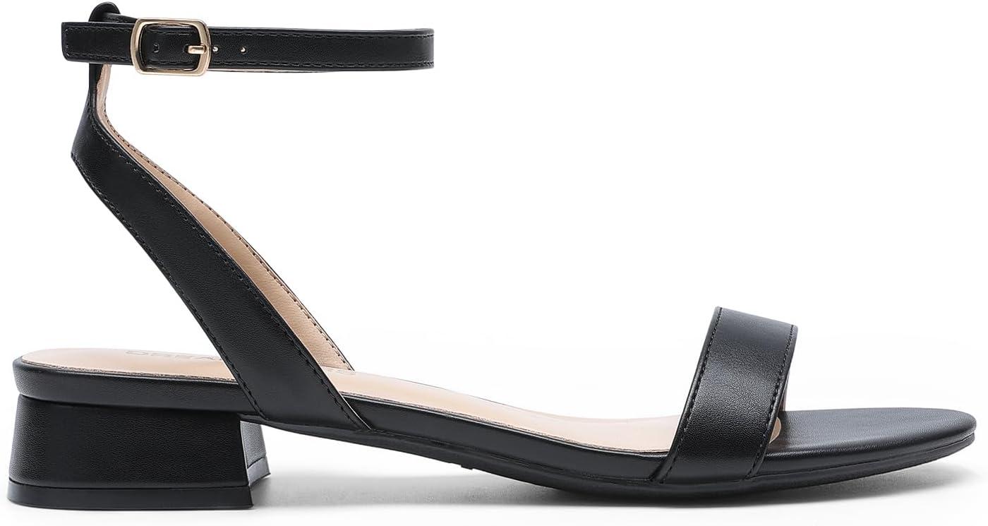 imageDREAM PAIRS Women Black White Nude Clear Sandals Low Heel Dressy Sandals Ankle Strap Open Toe Chunky Block Heeled Summer Classic Comfortable Flat ShoesBlackpu