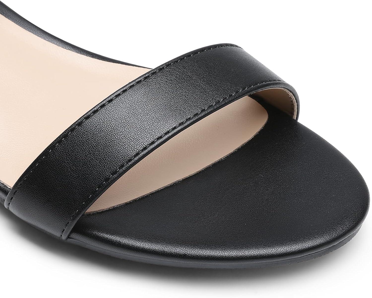 imageDREAM PAIRS Women Black White Nude Clear Sandals Low Heel Dressy Sandals Ankle Strap Open Toe Chunky Block Heeled Summer Classic Comfortable Flat ShoesBlackpu