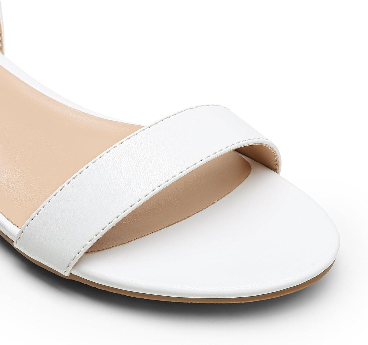 imageDREAM PAIRS Women Black White Nude Clear Sandals Low Heel Dressy Sandals Ankle Strap Open Toe Chunky Block Heeled Summer Classic Comfortable Flat ShoesWhite