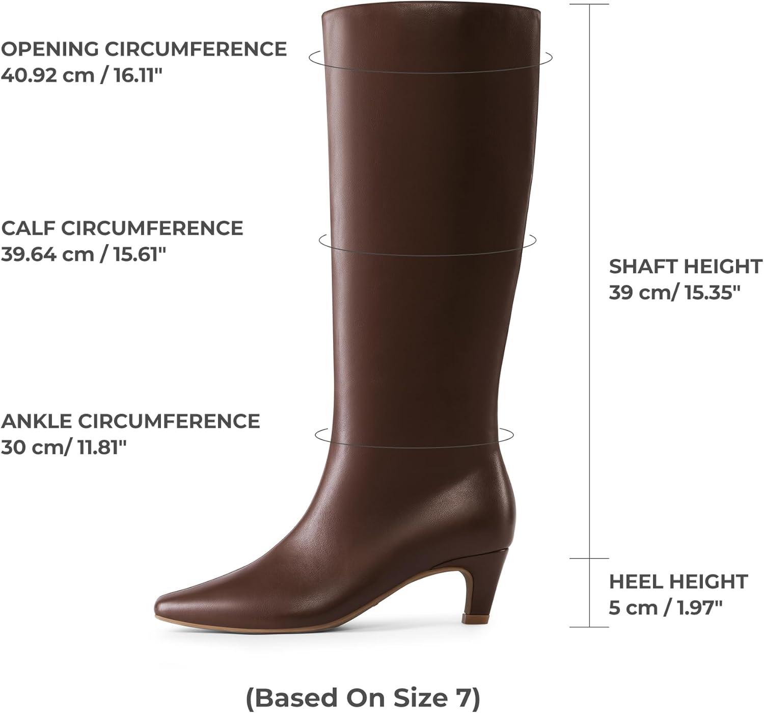 imageDREAM PAIRS Women Knee High Boots 2 Inch Kitten Heel Fashion Square Toe Wide Calf Long BootsBrown