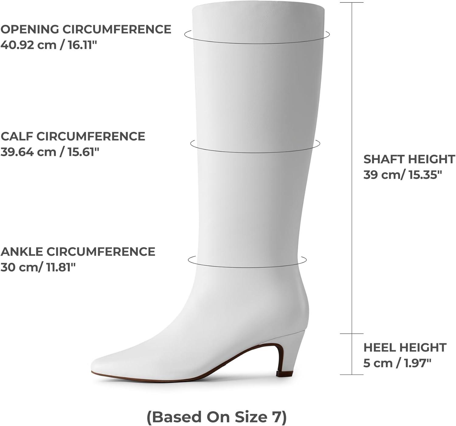 imageDREAM PAIRS Women Knee High Boots 2 Inch Kitten Heel Fashion Square Toe Wide Calf Long BootsWhite
