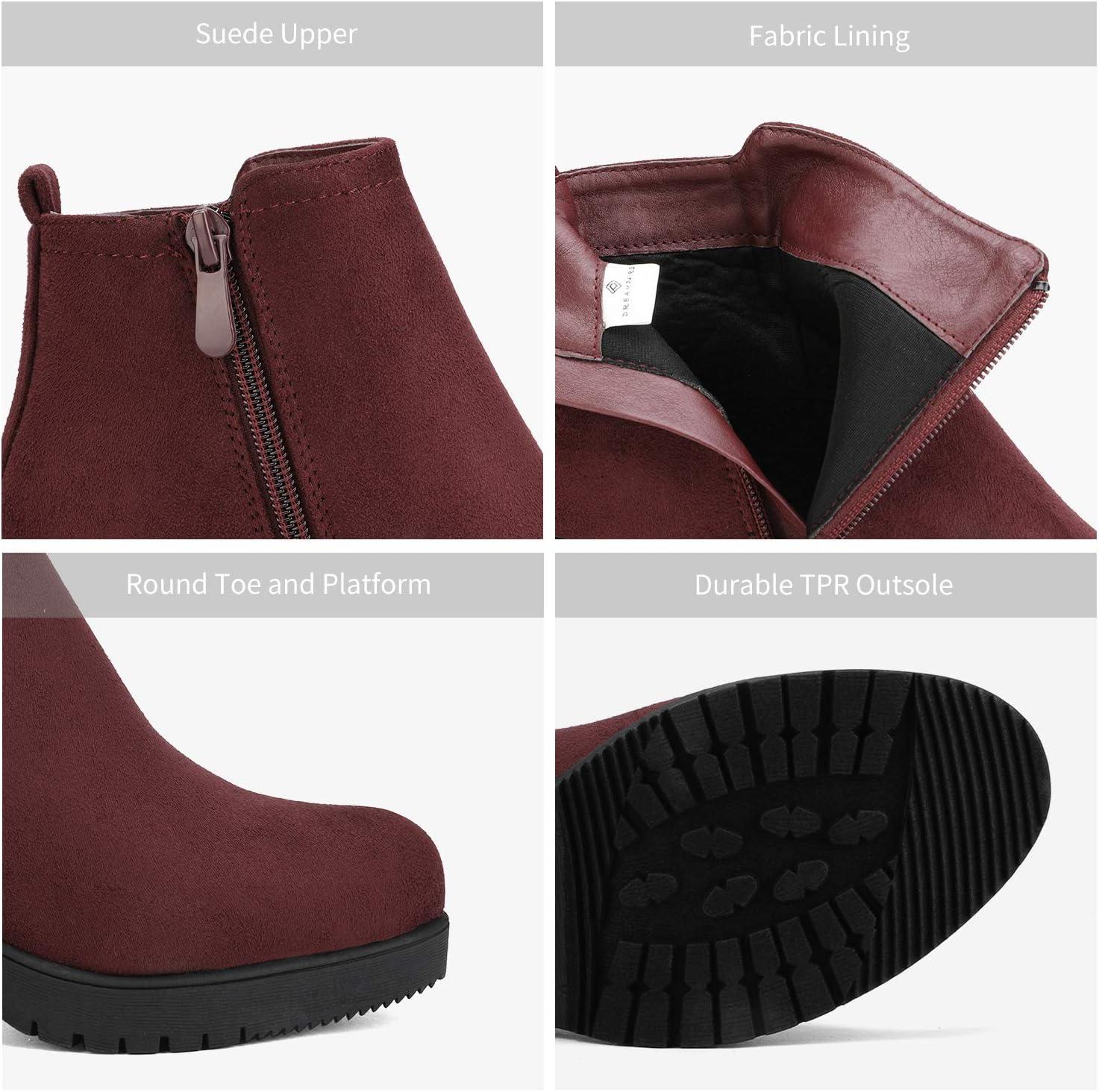 imageDREAM PAIRS Womens Ankle Boots Chunky Heel Platform Fall Heeled Short Booties ShoesBurgundy