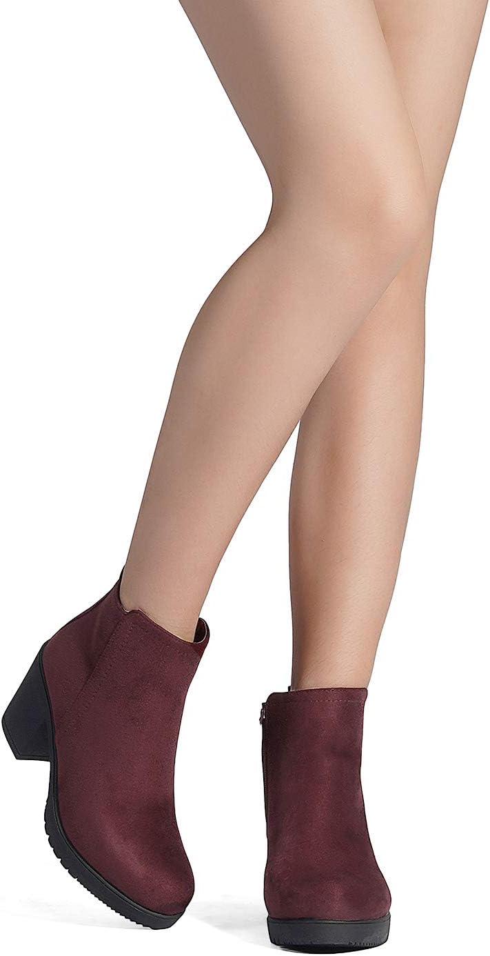 imageDREAM PAIRS Womens Ankle Boots Chunky Heel Platform Fall Heeled Short Booties ShoesBurgundy