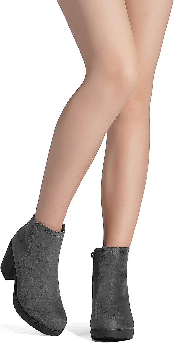 imageDREAM PAIRS Womens Ankle Boots Chunky Heel Platform Fall Heeled Short Booties ShoesGrey