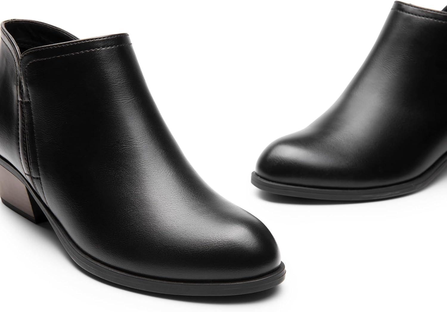 imageDREAM PAIRS Womens Ankle Boots Low Chunky Heel Comfortable Short Fall Booties ShoesBlackpu