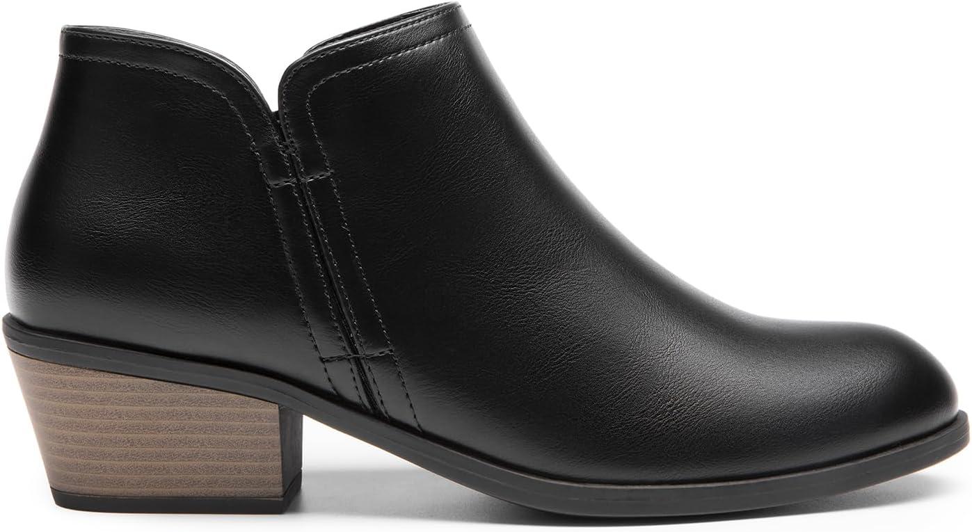 imageDREAM PAIRS Womens Ankle Boots Low Chunky Heel Comfortable Short Fall Booties ShoesBlackpu