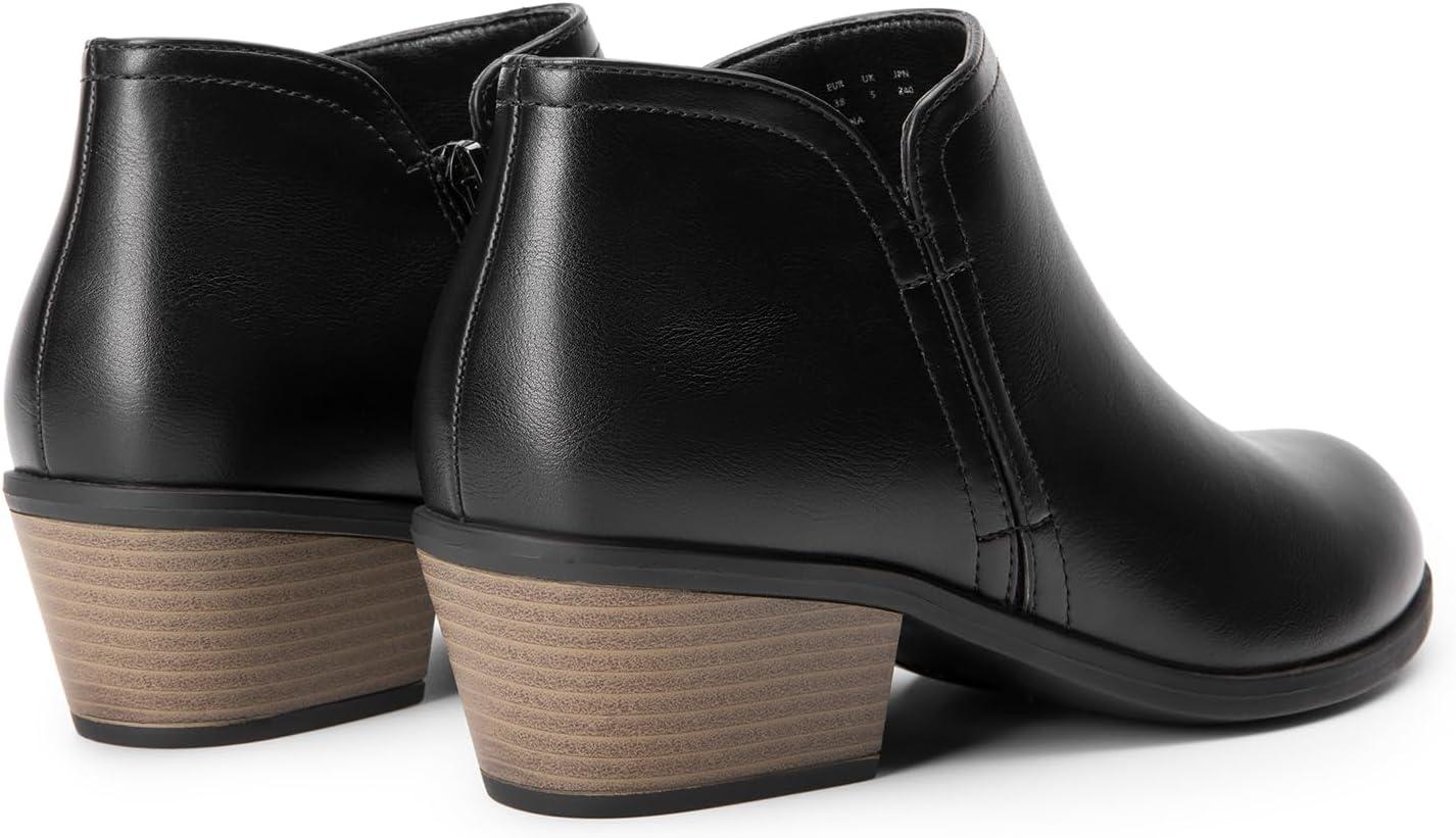 imageDREAM PAIRS Womens Ankle Boots Low Chunky Heel Comfortable Short Fall Booties ShoesBlackpu