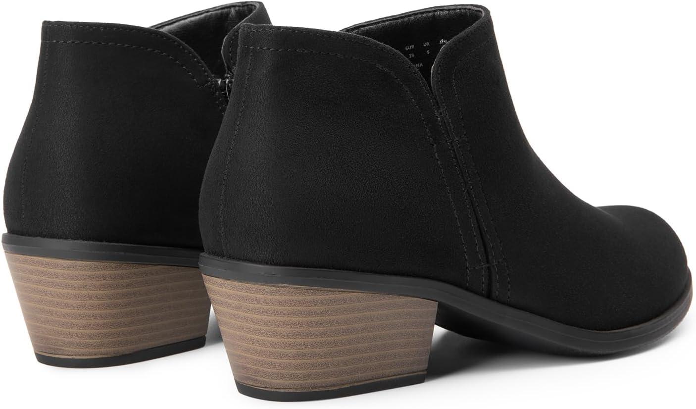 imageDREAM PAIRS Womens Ankle Boots Low Chunky Heel Comfortable Short Fall Booties ShoesBlacksuede