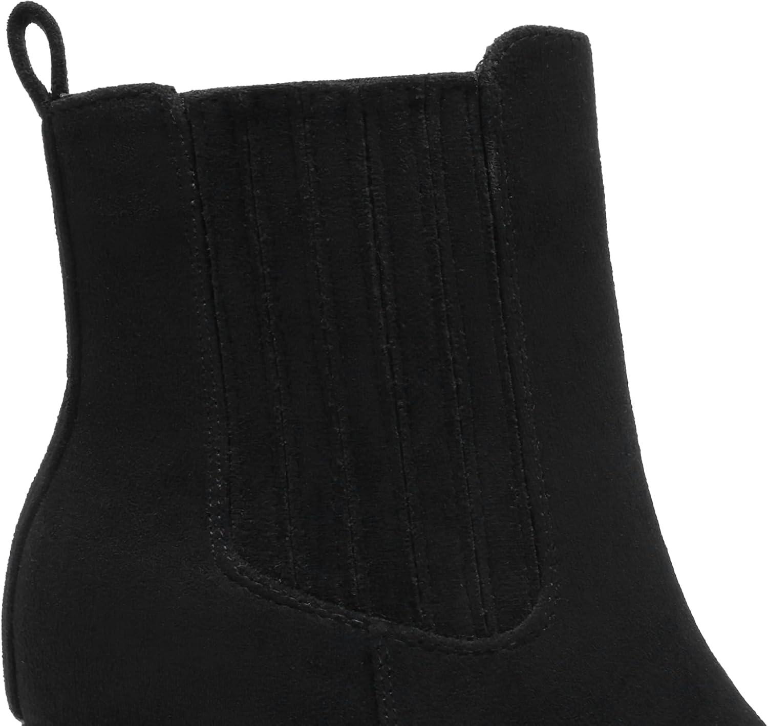 imageDREAM PAIRS Womens Ankle Boots Pointed Toe Chunky Block Heel Ankle Bootie Fall Short Booties ShoesBlacksuede