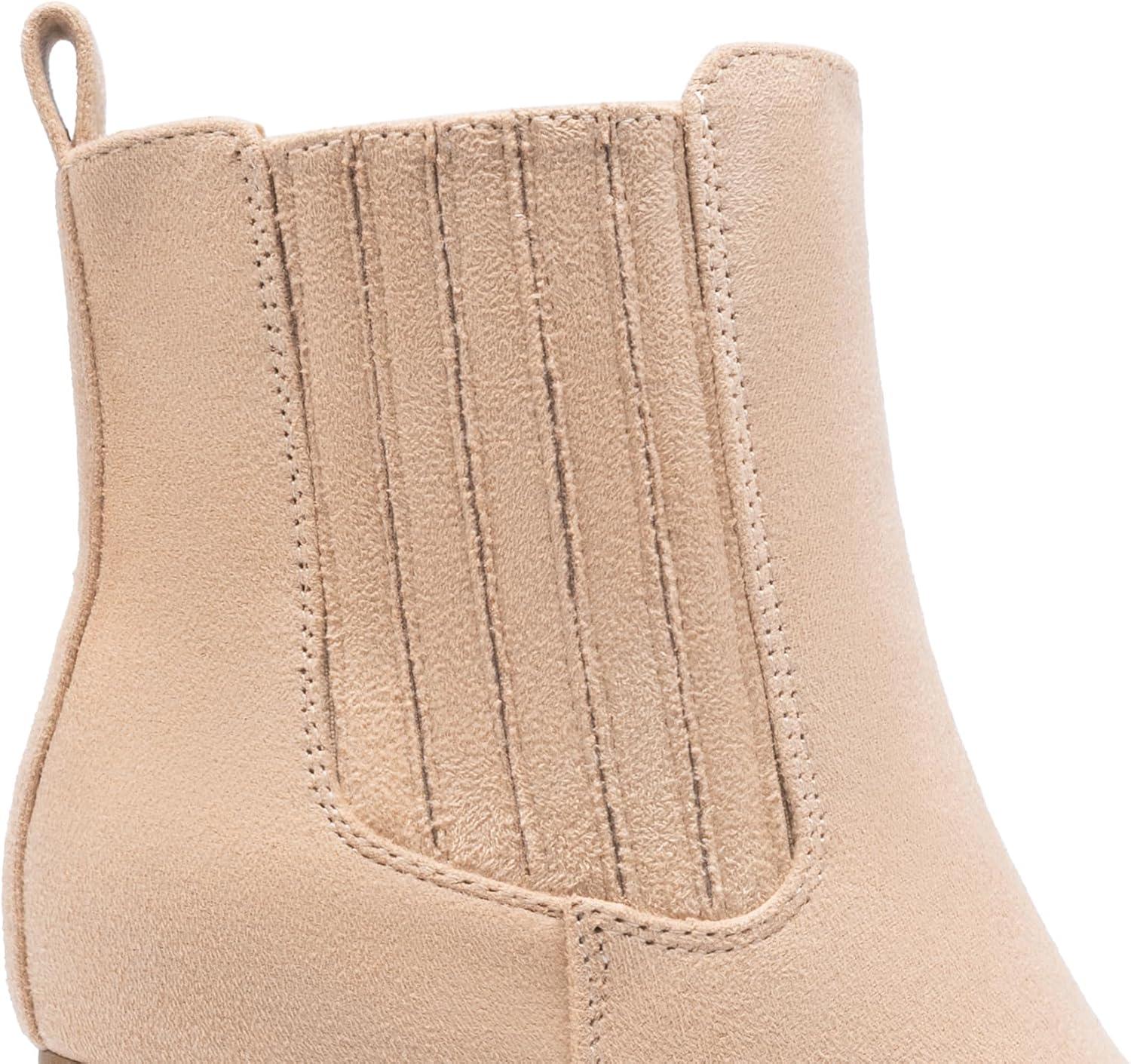 imageDREAM PAIRS Womens Ankle Boots Pointed Toe Chunky Block Heel Ankle Bootie Fall Short Booties ShoesSand