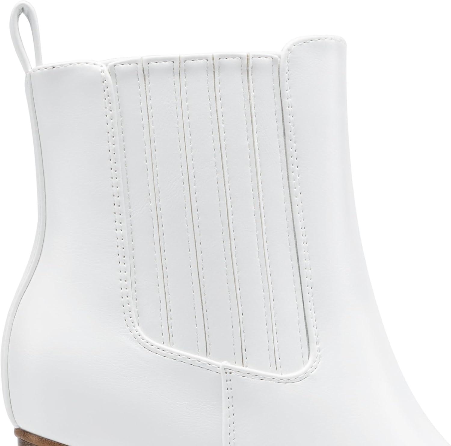 imageDREAM PAIRS Womens Ankle Boots Pointed Toe Chunky Block Heel Ankle Bootie Fall Short Booties ShoesWhite