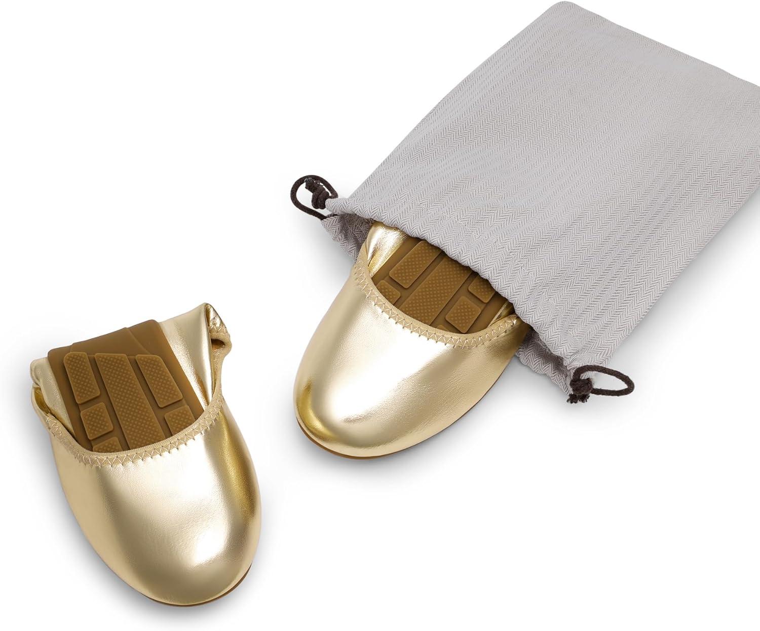 imageDREAM PAIRS Womens Ballet Flats Foldable Round Toe Dressy Comfortable Slip On Dress ShoesGold