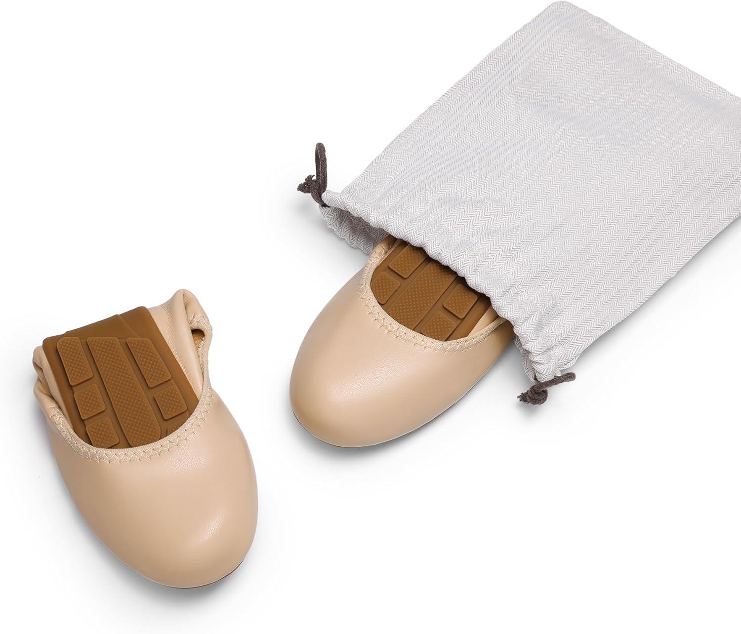 imageDREAM PAIRS Womens Ballet Flats Foldable Round Toe Dressy Comfortable Slip On Dress ShoesNude