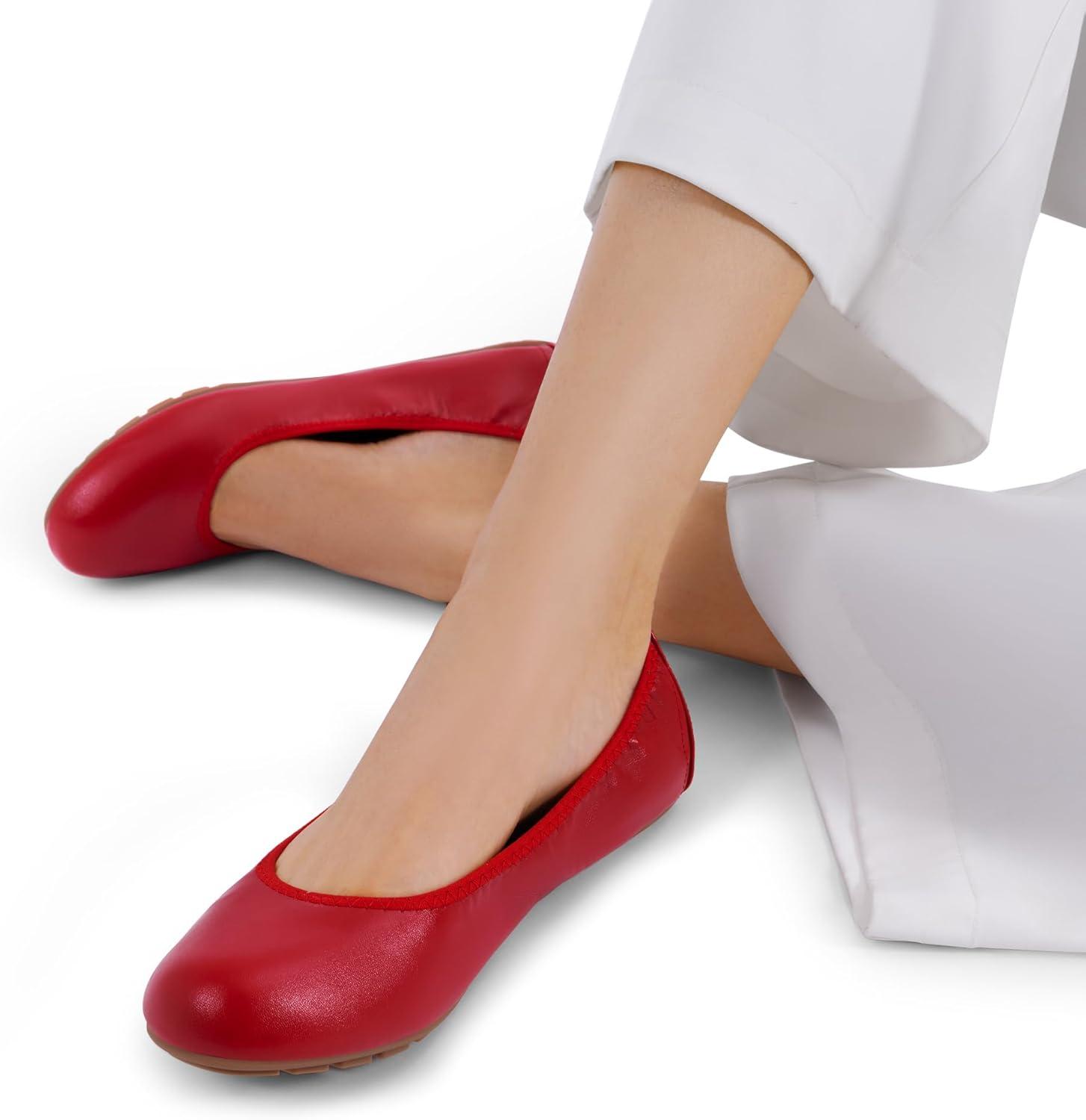 imageDREAM PAIRS Womens Ballet Flats Foldable Round Toe Dressy Comfortable Slip On Dress ShoesRed