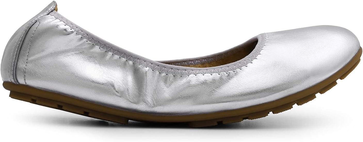 imageDREAM PAIRS Womens Ballet Flats Foldable Round Toe Dressy Comfortable Slip On Dress ShoesSilver