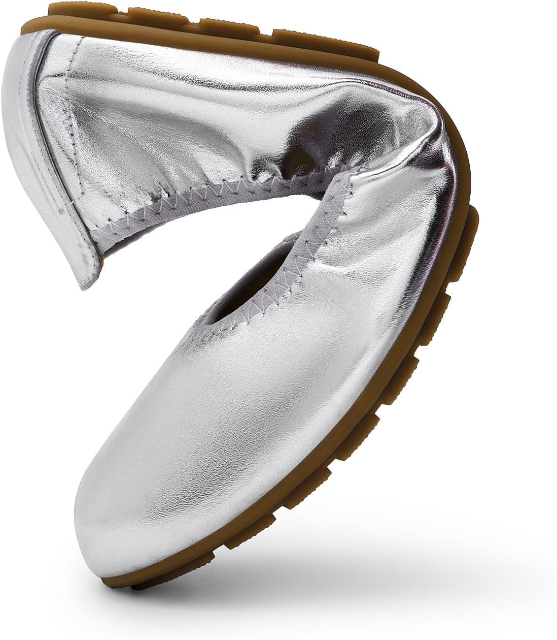 imageDREAM PAIRS Womens Ballet Flats Foldable Round Toe Dressy Comfortable Slip On Dress ShoesSilver