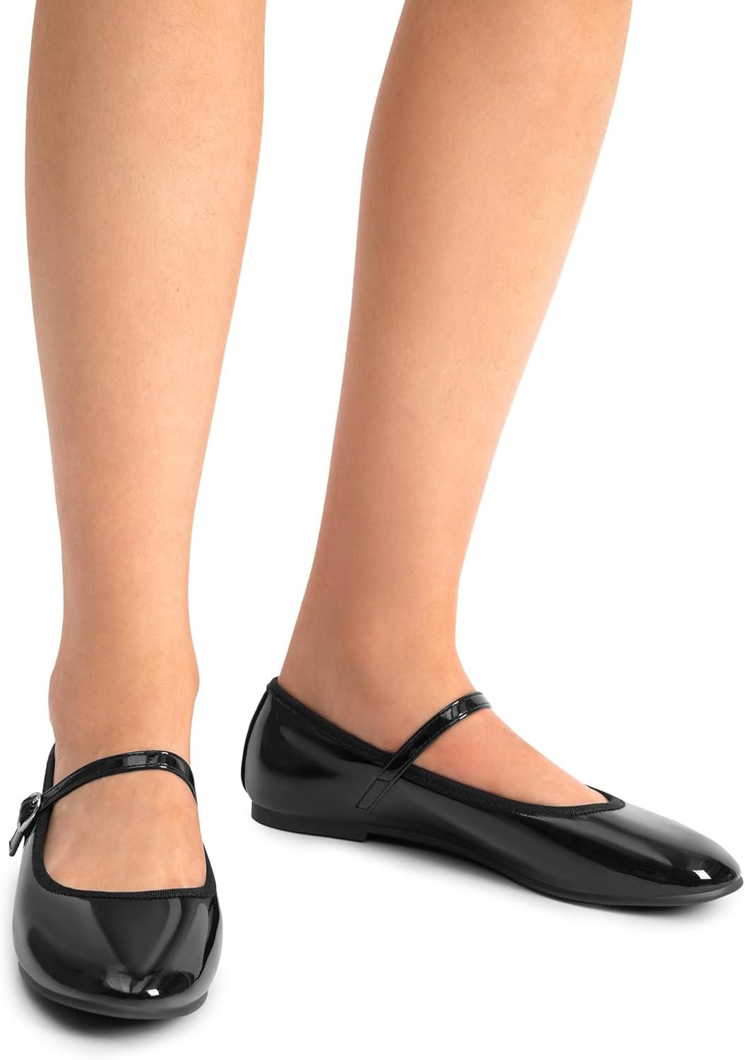 imageDREAM PAIRS Womens Ballet Flats Mary Jane Shoes Round Toe Comfortable Dressy Casual Slipon Work Daily Soft Flat ShoesBlackpat