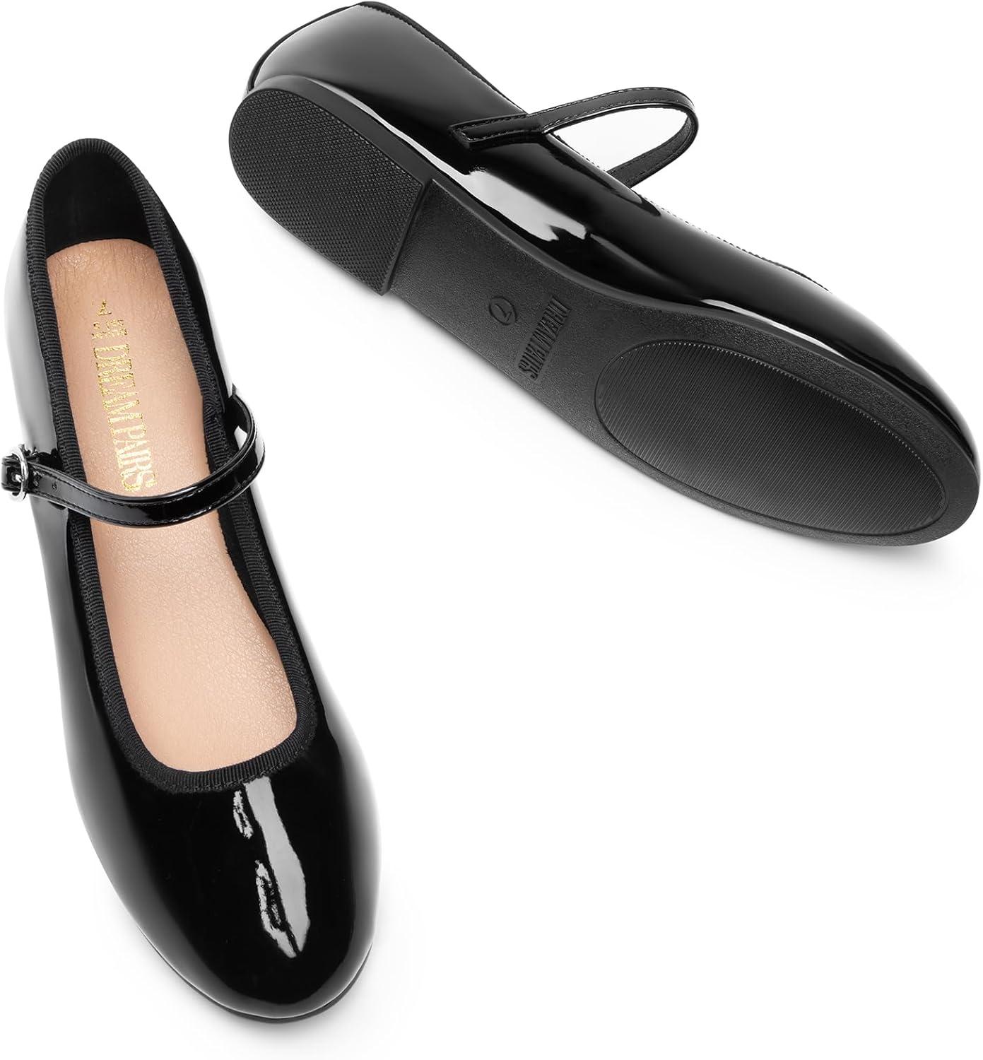 imageDREAM PAIRS Womens Ballet Flats Mary Jane Shoes Round Toe Comfortable Dressy Casual Slipon Work Daily Soft Flat ShoesBlackpat